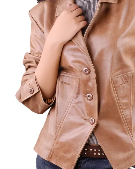 Lamb Leather Women Blazer