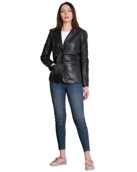 Olivia Black Leather Blazer