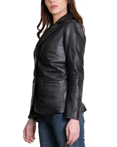 Olivia Black Leather Blazer