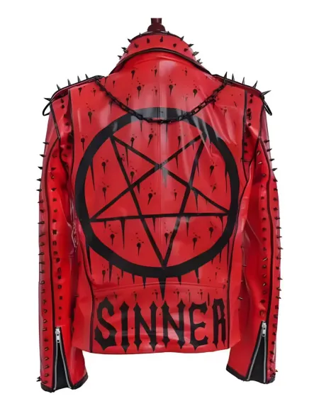 Sinner Punk Red Leather Jacket