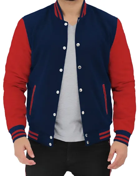 Men&rsquo;s Classic Blue and Red Letterman Jacket