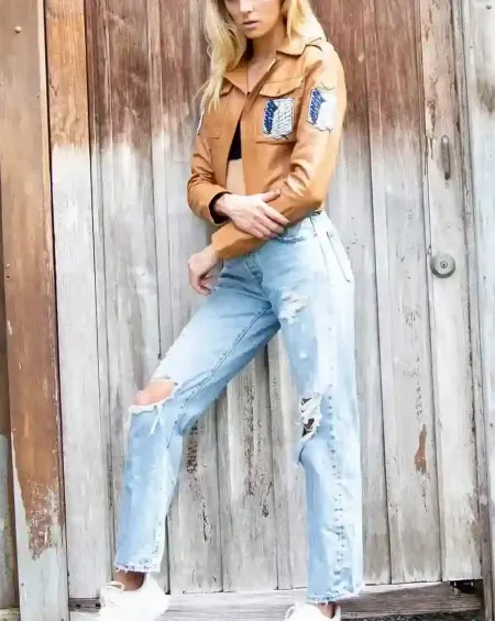 Women Attack On Titan Scout Regiment Leather Jacket
