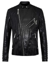 black-python Leather Jacket
