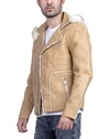 Leo-Beige Leather Jacket