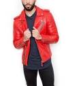 Red-Quilted Leather Jacket