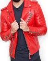 Red-Quilted Leather Jacket