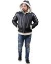 Shearling-Hoodie Leather Jacket