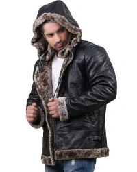 Sable-Hoodie Leather Jacket