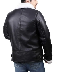 Black-Shearling Leather Jacket