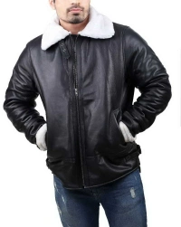 Black-Shearling Leather Jacket