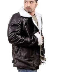 Black-Shearling Leather Jacket