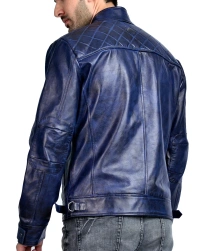 Blue-Biker Leather Jacket