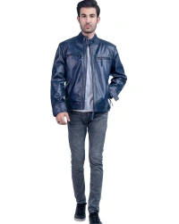 Blue-Biker Leather Jacket