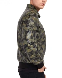 Camouflage-Bomber Leather Jacket