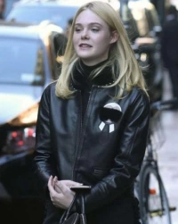 Elle-Fanning Leather Jacket
