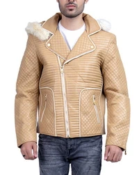Leo-Beige Leather Jacket