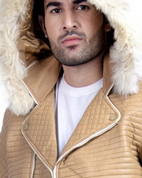 Leo-Beige Leather Jacket