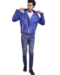 Leo-Blue Leather Jacket