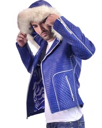 Leo-Blue Leather Jacket