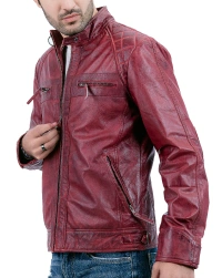 Maroon-Biker Leather Jacket