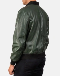 bomber-green Leather Jacket