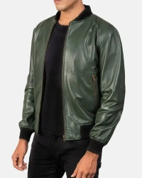 bomber-green Leather Jacket