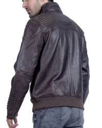 Metal-Stud Leather Jacket