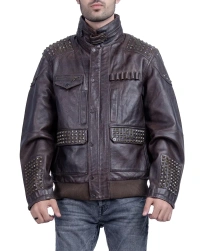 Metal-Stud Leather Jacket