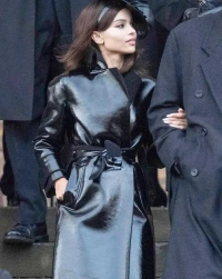 Zoe-Kravitz Leather Coat