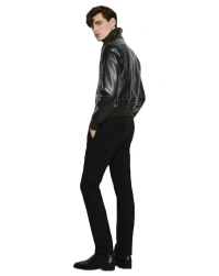 shearling-collar Leather Jacket
