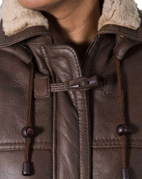 Women-Ginger Leather Coat