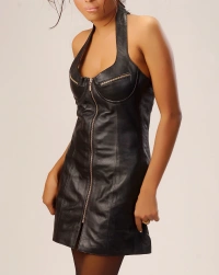 Elegant Real Leather Micro Mini Dress Fetish Sexy Top