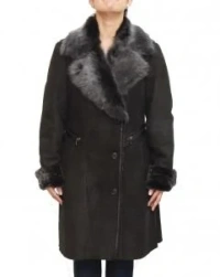 Black-Suede Leather Coat