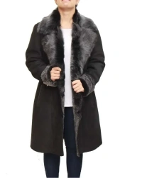 Black-Suede Leather Coat