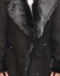 Black-Suede Leather Coat