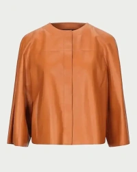collarless-jacket Leather Jacket