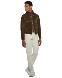 zip-collar Leather Jacket